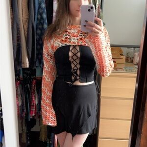 Handmade Crochet Shrug Cotton Orange Creamsickle S/M